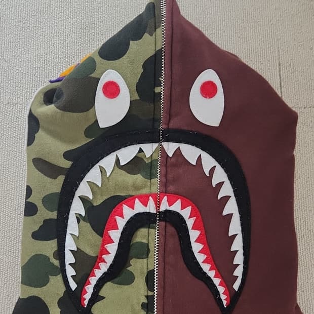 베이프 반카모 샤크 후드집업 버건디 L