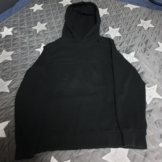 플랙 엠보싱 레터링 혜비 후드티 블랙 (M)