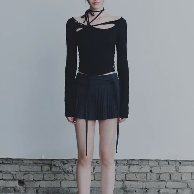 페인오어플레져 WRINKLED ORCHID TOP black S