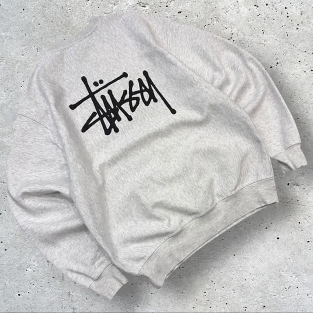 [XL] 스투시 베이직 로고 맨투맨 애쉬 헤더 그레이 C174