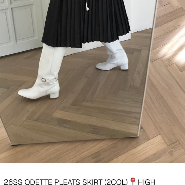 딥뮤즈 플리츠 스커트 챠콜