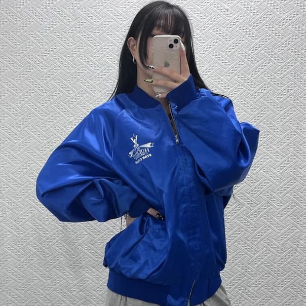 킹 루이 U.S.A 데비 레트로 펑크 새틴 바시티 자켓 XL C08741