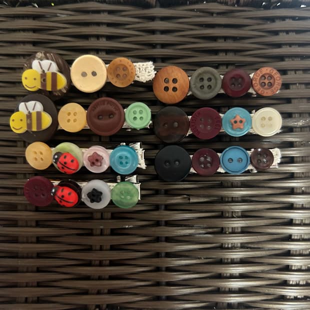 핸드메이드 단추 머리핀