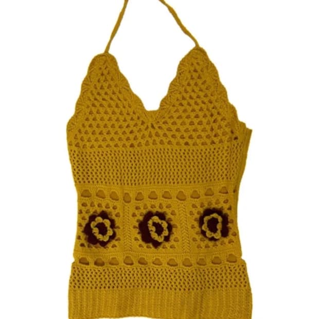 빈티지 니트 홀터 블라우스