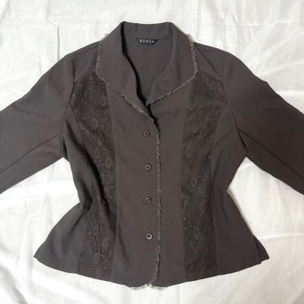 빈티지 브라운 레이스 셔츠