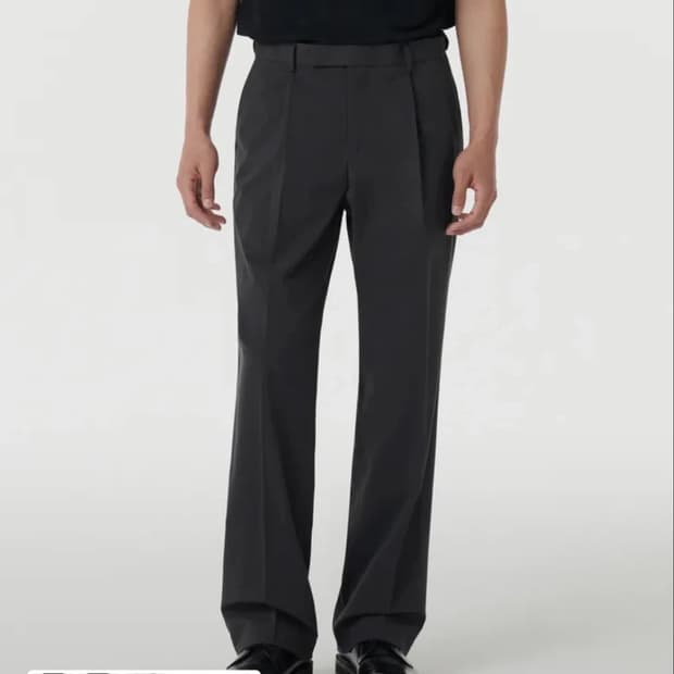 무탠다드 (쿨탠다드) 와이드 히든 밴딩 슬랙스 그레이 38