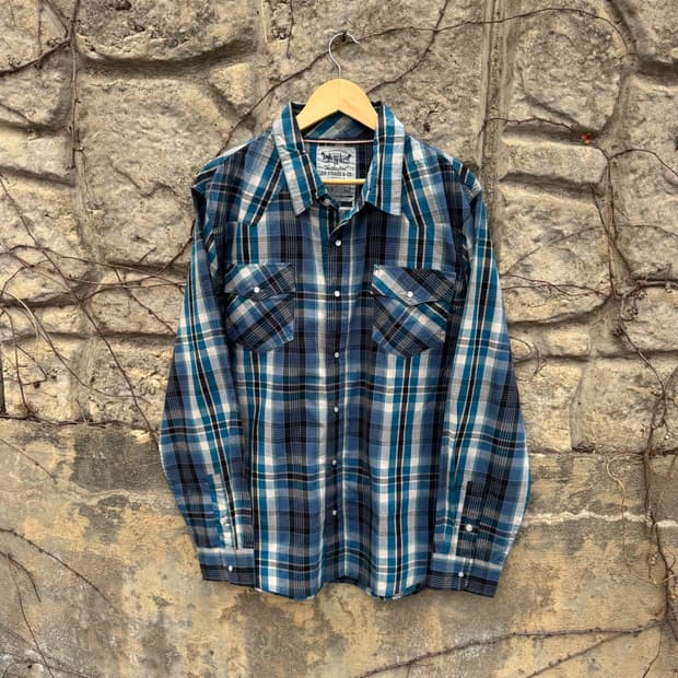 리바이스 빈티지 체크 웨스턴 셔츠 블루 xl