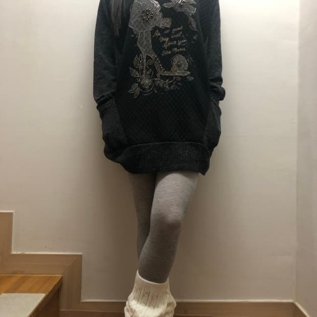 빈티지 블랙 오리엔탈 니트 원피스