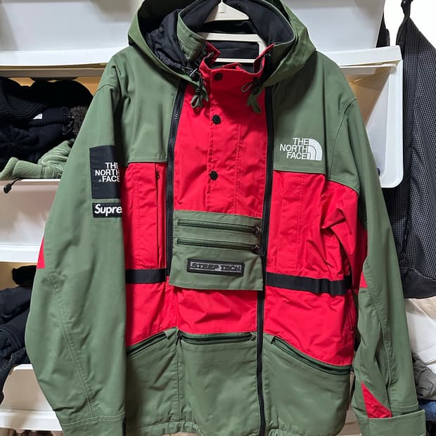 슈프림 x 노스페이스 스팁 테크 후드 자켓 올리브 (16SS) M