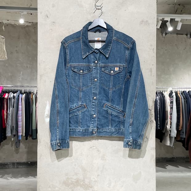 칼하트 우먼 WJ001 진청 스냅 버튼 데님 자켓