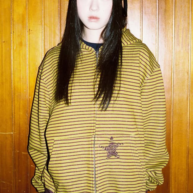 웹하우스 머스타드Twister Star Pocket Stripe 후드집업