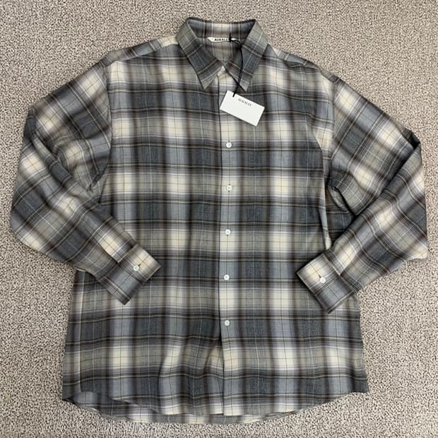 오라리auralee 울 체크셔츠 브라운 5사이즈