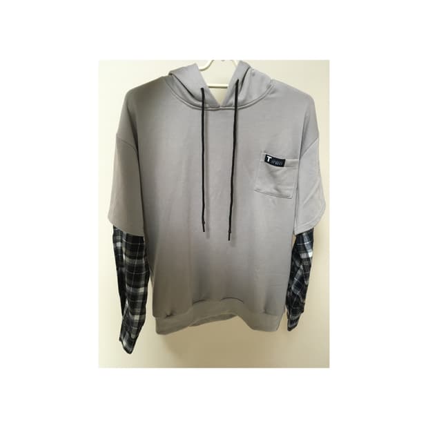 빈티지 체크 후드티