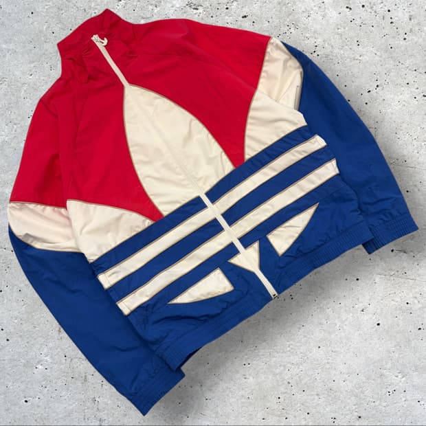 [L] 아디다스 빅로고 올드스쿨 바람막이 레드/블루 B542