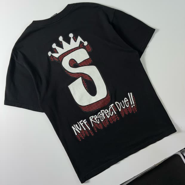 Stussy  스투시 nuff respect due 크라운 블랙 반팔 티