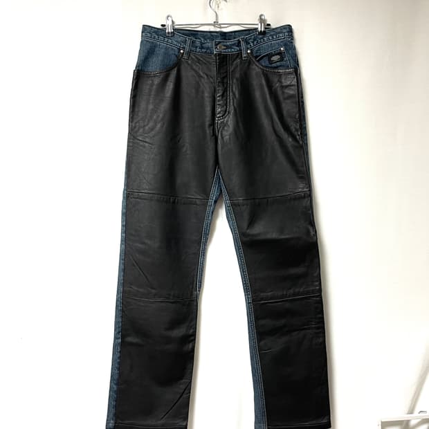 할리데이비슨 하이라이즈 레더패치 데님 팬츠 30