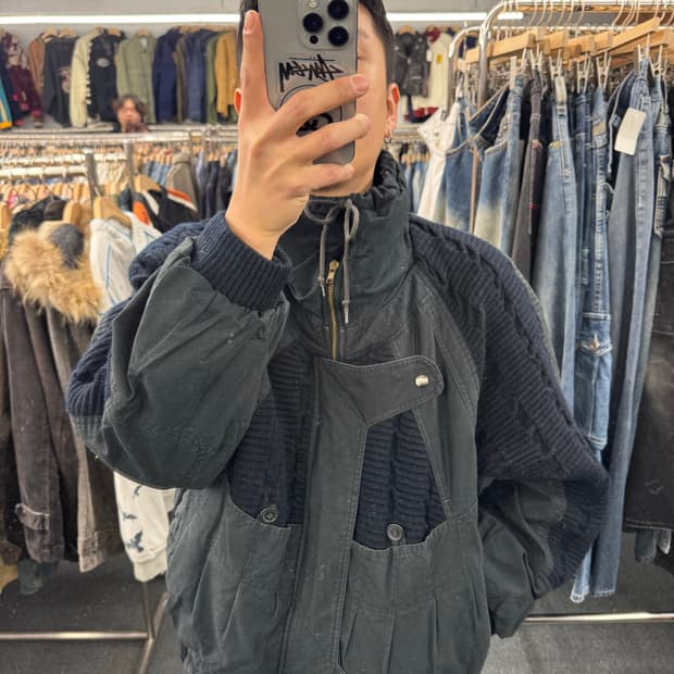 OS)Monte viso 빈티지 니트 봄버자켓