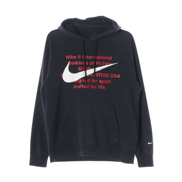 나이키 레터링 스우시 블랙 후드티 L