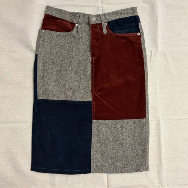 [일본빈티지] 코듀로이 헤링본 미디 스커트