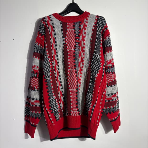빈티지 레드 패턴 니트 (무료배송)