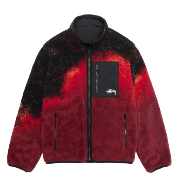 S) 스투시 쉐르파 리버시블 플리스 자켓 라바 레드 새제품