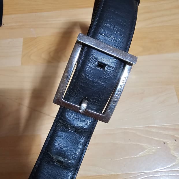 불가리 블랙 레더 벨트