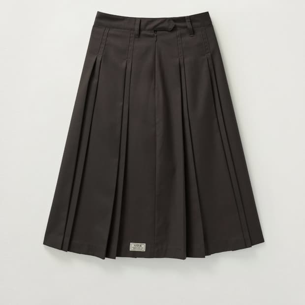 Satur Wool Pleats Skirt - Brown