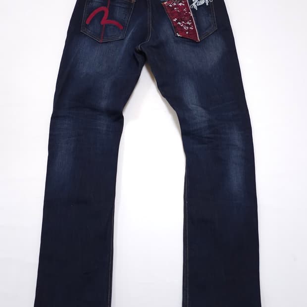 Evisu embroidered straight denim