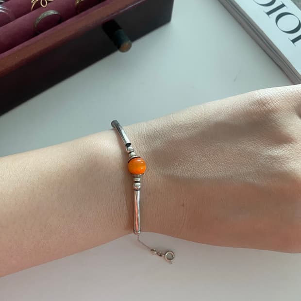 오렌지 스톤 실버톤 팔찌