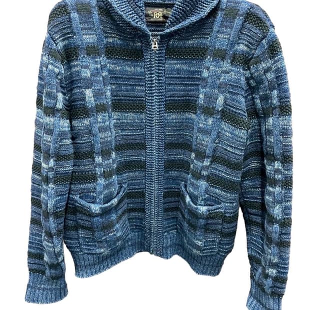 RRL 숄카라 인디고 집업 니트