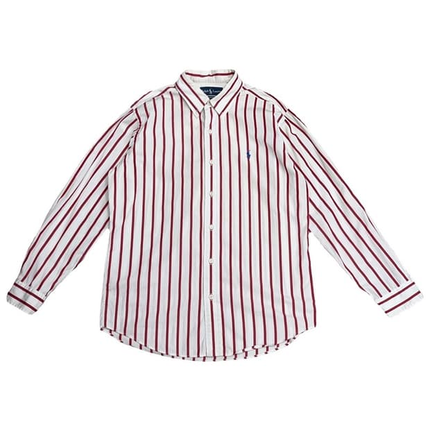 POLO 커스텀핏 레드 스트라이프 셔츠 L
