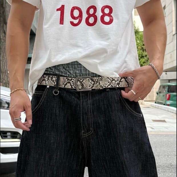 [Unisex] 뱀피 패턴 파이톤미니멀 벨트