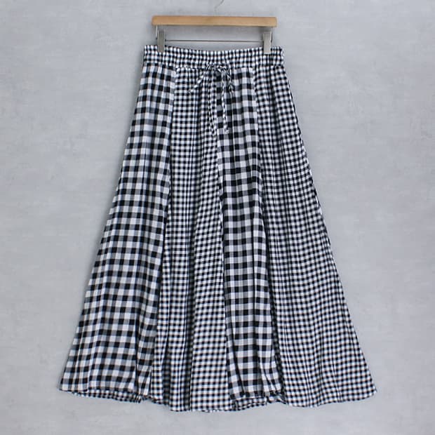 multi gingham check rayon skirt