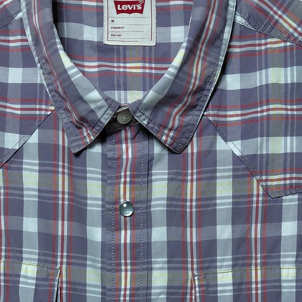 [M] Levi's 리바이스 스냅 버튼 반팔 웨스턴 체크 셔츠