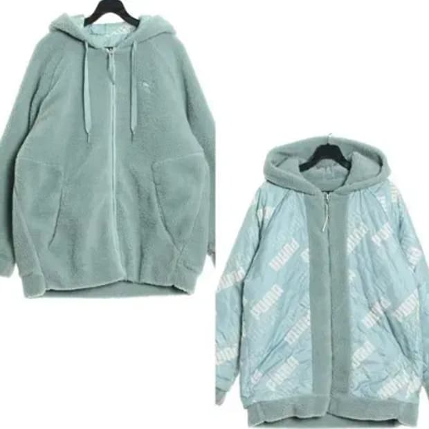여77 퓨마 리버시블 양면 후리스 자켓 민트