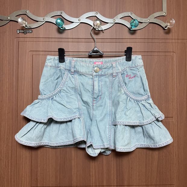 모리걸 헤이세이 갸루 일본 빈티지 메조피아노 데님 연청 프릴 리본 스커트