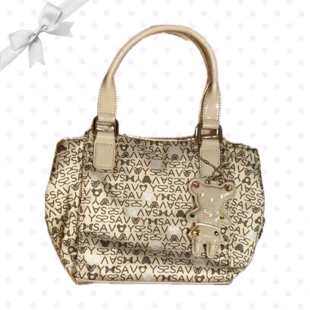 사보이 SAVOY 로고 패턴 토트백 + 곰돌이 키링 세트 가방