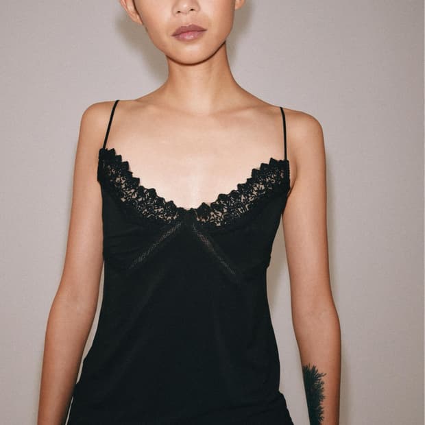 ZARA 자라 레이스 스트랩 탑, 자라 레이스 나시, 자라 레이스 탑