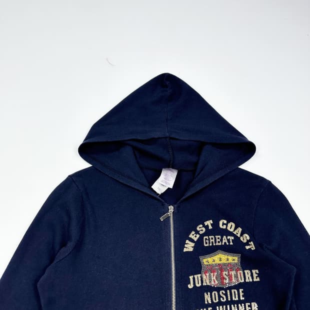 VTG 빈티지 벨벳 슬림 네이비 후드집업 (S 여성추천)