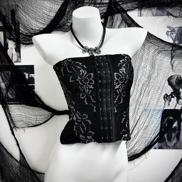 Flower pattern hook corset