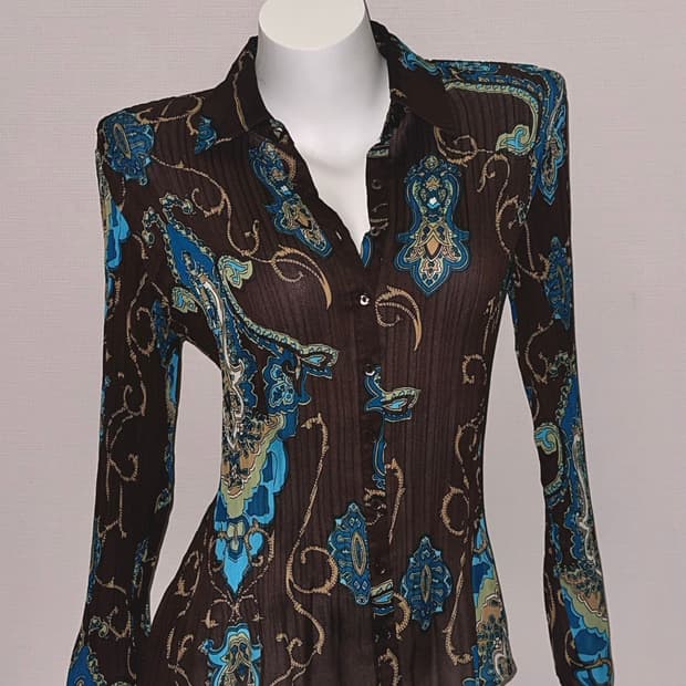 빈티지 오리엔탈 플리츠 블라우스