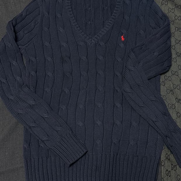 폴로 꽈배기 니트 