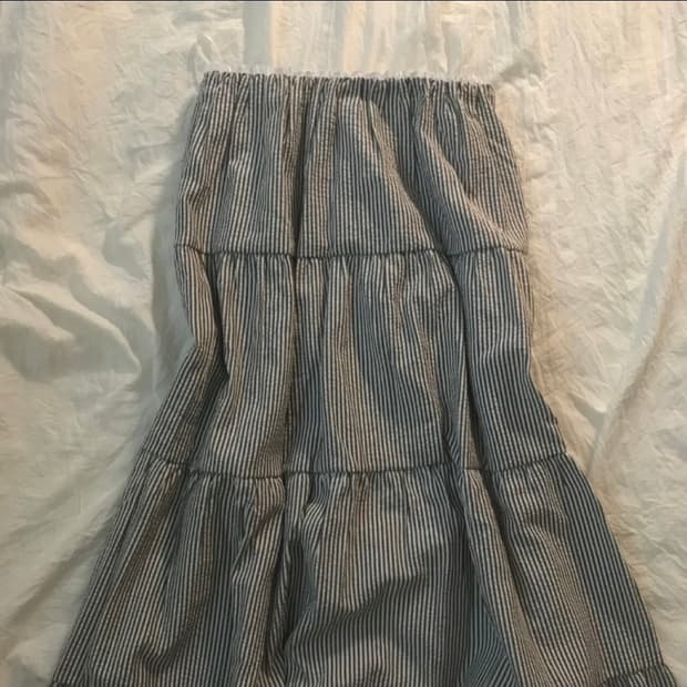 Thus 스트라이프 레이스 롱 스커트