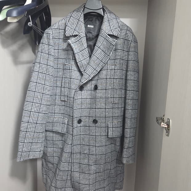 BOSS 보스 남성 체크 더블 코트 110
