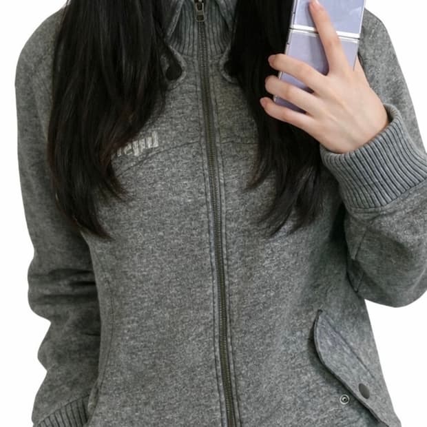 히스테릭 글래머 그레이 스웨터 기모 집업