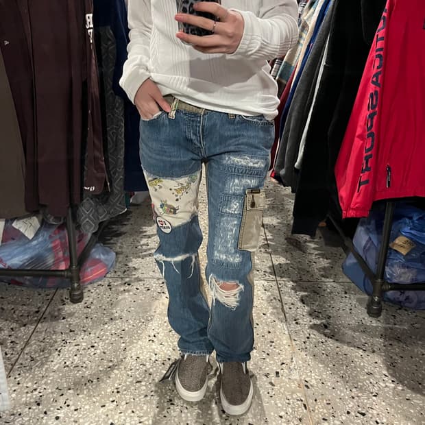 HYSTERIC GLAMOUR 히스테릭 글래머 패치워크 데님 팬츠