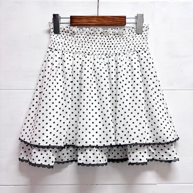 도트 캉캉 레이스 미니 스커트 Made in JAPAN