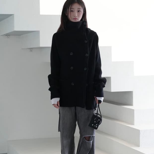 인앤양인하모니 더블버튼 가디건 블랙