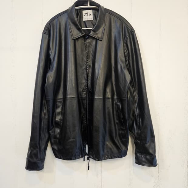 자라 블랙 레더 코치 자켓 L