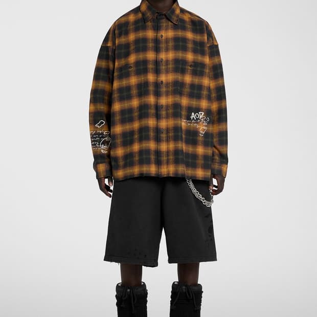 An other date / 오버사이즈 엠브로이더 체크 셔츠 / 48